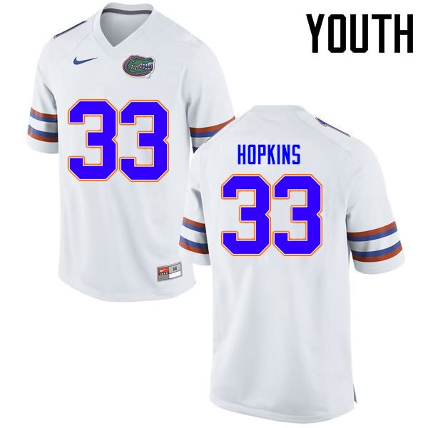 Youth NCAA Florida Gators Tyriek Hopkins #33 Stitched Authentic Nike White College Football Jersey HJA0865WH